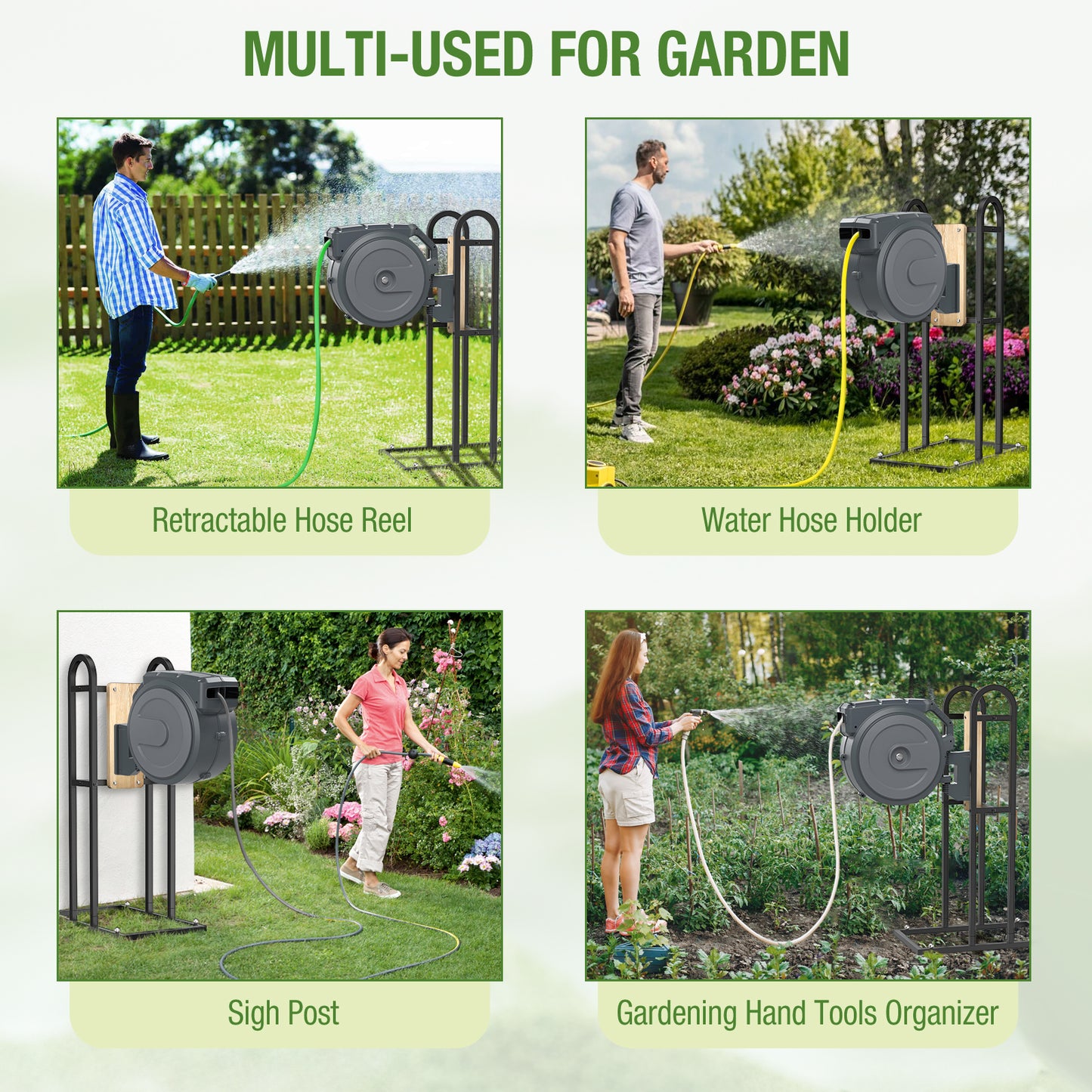 Retractable Hose Reel Stand, No Wall Damaged(Hose Reel NOT Included)