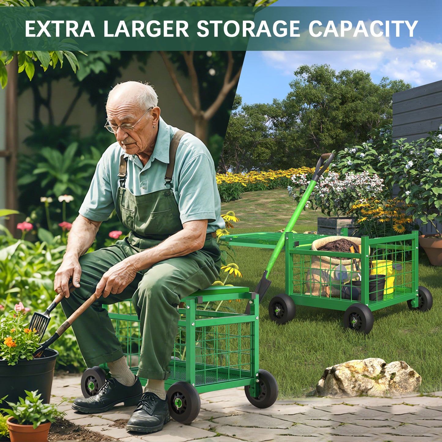 Rolling Garden Work Seat with Wheels