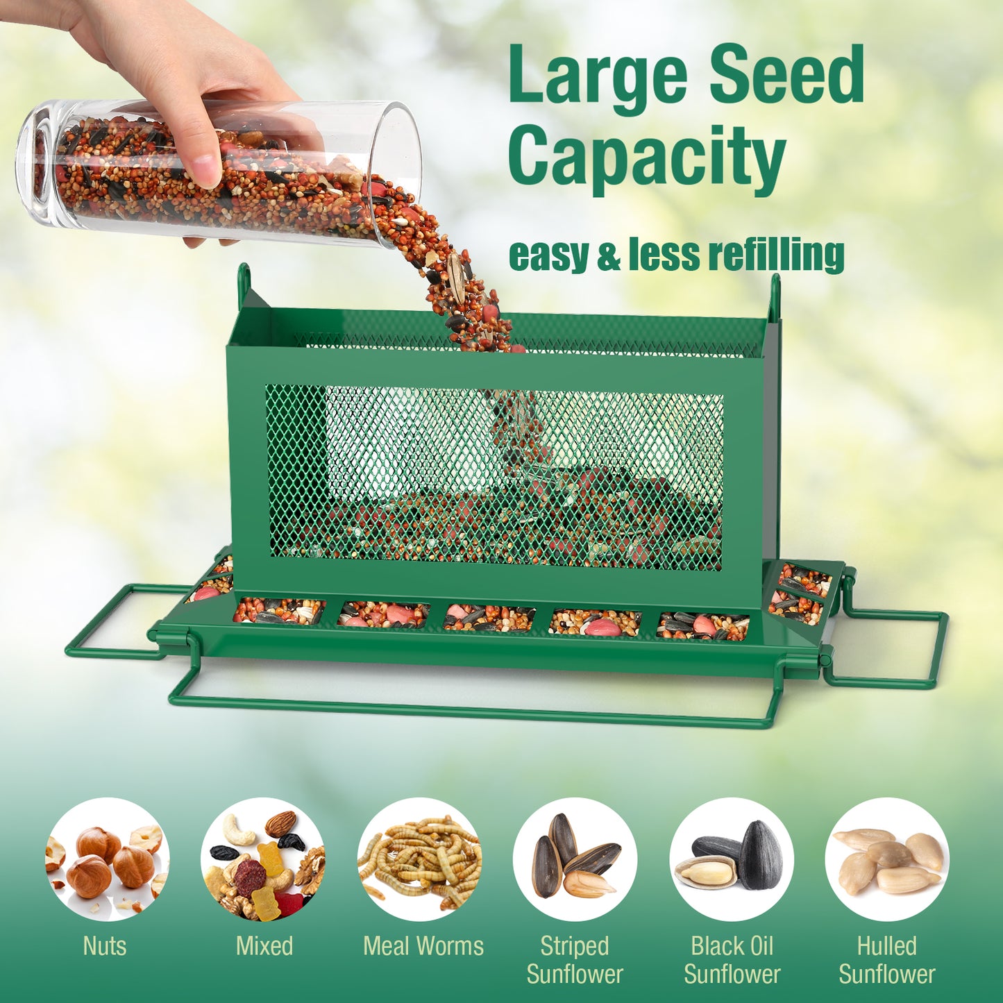Large Squirrel Proof Bird Feeders w/ 14 Feeding Ports