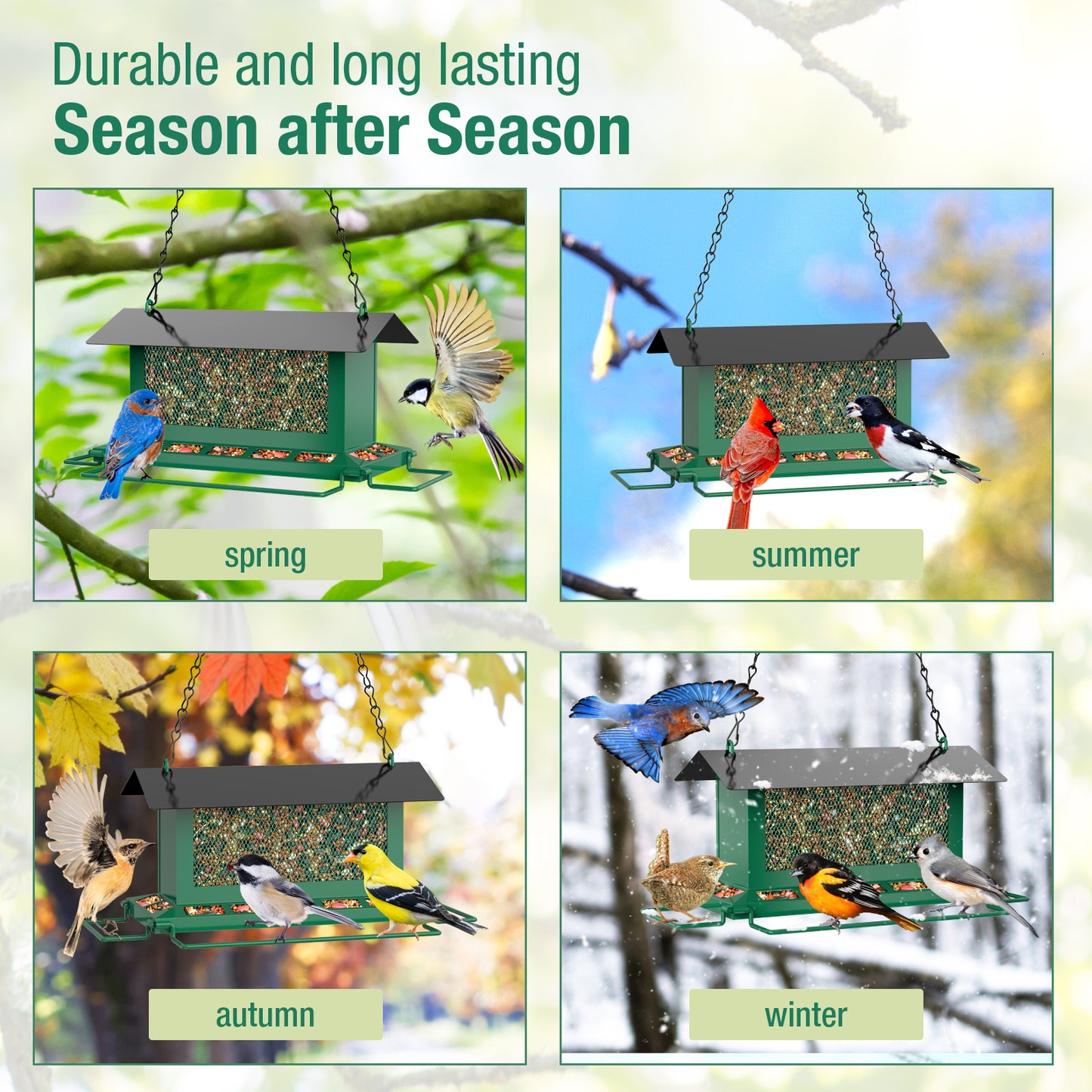 Large Squirrel Proof Bird Feeders w/ 14 Feeding Ports