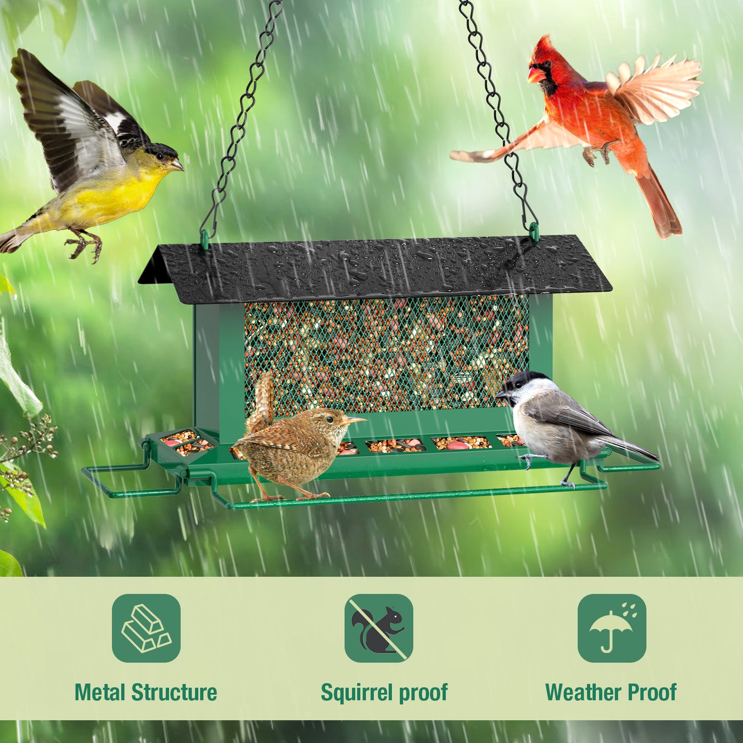 Large Squirrel Proof Bird Feeders w/ 14 Feeding Ports