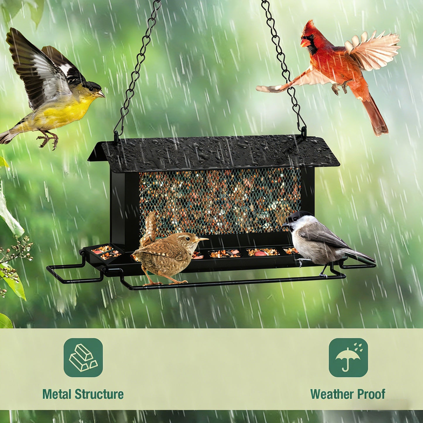 Large Squirrel Proof Bird Feeders w/ 14 Feeding Ports