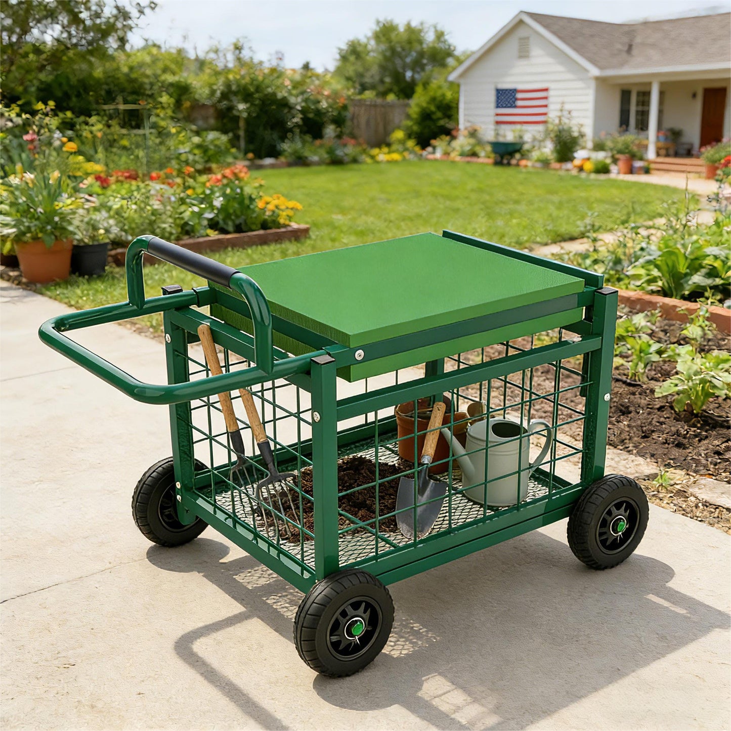 Extra-Large Rolling Garden Cart and Kneeler