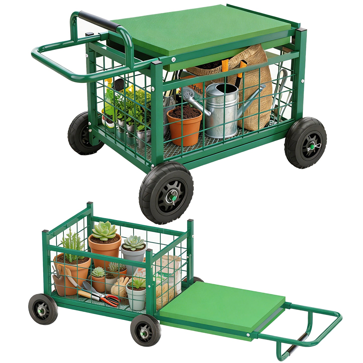 Extra-Large Rolling Garden Cart and Kneeler